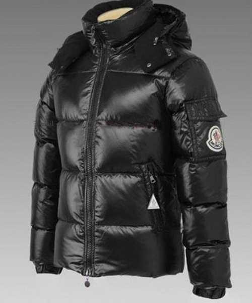 moncler mens down jacket black with hood